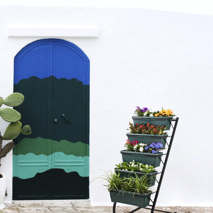 Hanah Home Rs-001 Maceta Decorativa de Jardín, Metal, 56x130x85 cm, Verde Oscuro y Negro